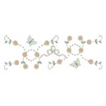 Floral com Rosas Pequenas e Borboletas - Ponto Cheio